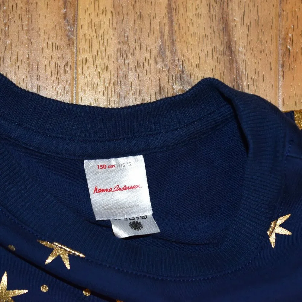 Girls Hanna Andersson Blue Foil‎ Printed French Terry Dress 12 (150 cm)